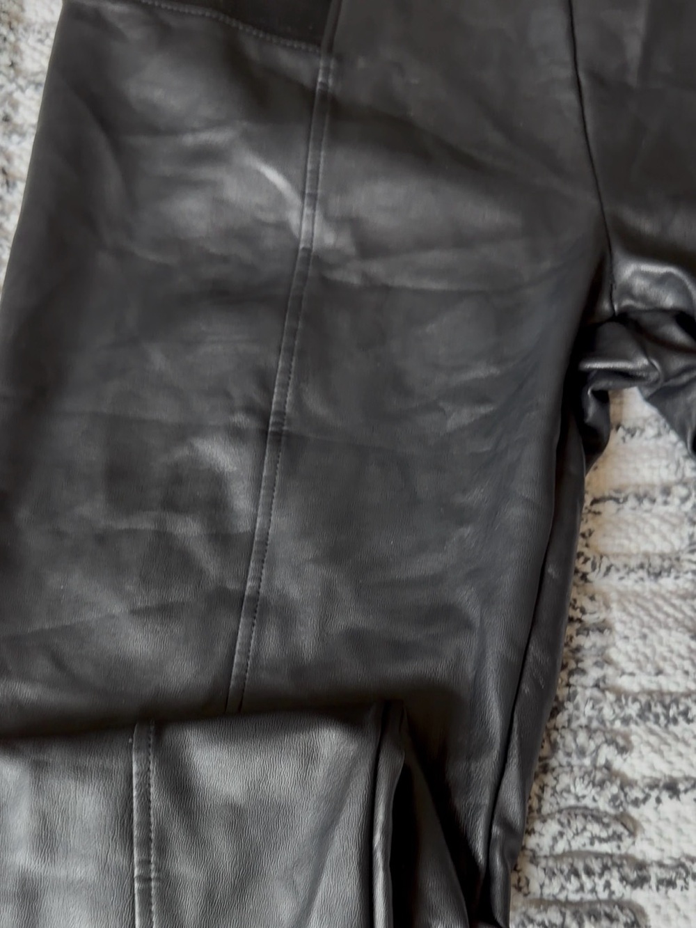 High-Rise Black Faux Leather Leggings with Stretch Waistband - Picture 6 of 6
